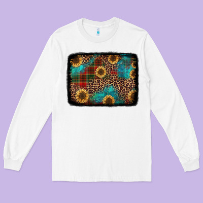 Christmas Sunflowers And Buffalo Plaid Background Long Sleeve Tee Designed By Jasminsmagicworld