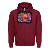Burgundy halloween pumpkin and leopard background Zipper Hoodie - BundleAndBundleShop
