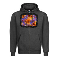 Charcoal Heather halloween pumpkin and leopard background Zipper Hoodie - BundleAndBundleShop