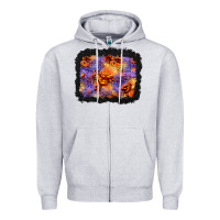 Heather Grey halloween pumpkin and leopard background Zipper Hoodie - BundleAndBundleShop