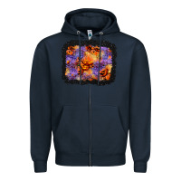 Navy halloween pumpkin and leopard background Zipper Hoodie - BundleAndBundleShop