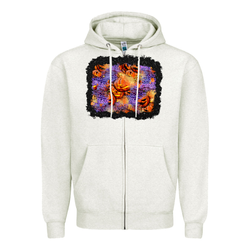 Halloween Pumpkin And Leopard Background Zipper Hoodie by BundleAndBundleShop | Teevron