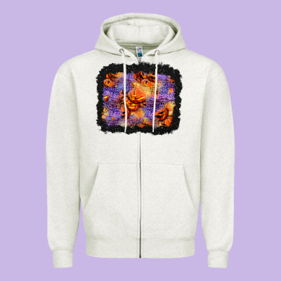Halloween Pumpkin And Leopard Background Zipper Hoodie Designed By Bundleandbundleshop