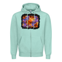 Seafoam halloween pumpkin and leopard background Zipper Hoodie - BundleAndBundleShop