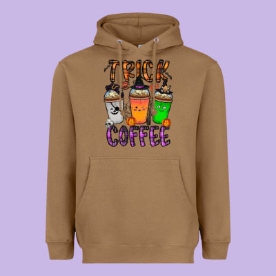 Trick Or Coffee Heavyweight Hoodie Designed By Cowhidedigitalart