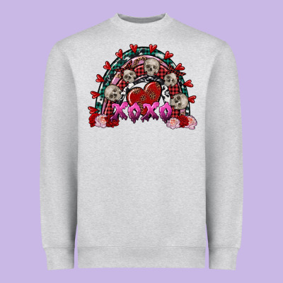 Skull Xoxo Rainbow Valentine's Day Heavyweight Sweatshirt Designed By Fadigitalartstudio