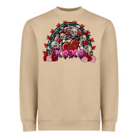 Mushroom Skull Xoxo rainbow Valentine's Day Heavyweight Sweatshirt - FaDigitalArtStudio