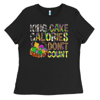 Black King Cake Calories Don't Count Mardi Gras Ladies Tee - BundleAndBundleShop