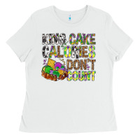 White King Cake Calories Don't Count Mardi Gras Ladies Tee - BundleAndBundleShop