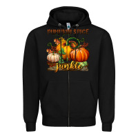 Black pumpkin spice junkie Zipper Hoodie - BundleAndBundleShop