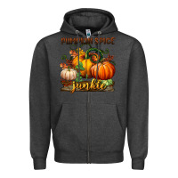 Charcoal Heather pumpkin spice junkie Zipper Hoodie - BundleAndBundleShop
