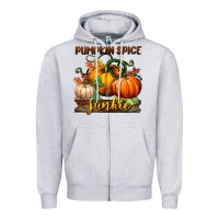 Heather Grey pumpkin spice junkie Zipper Hoodie - BundleAndBundleShop