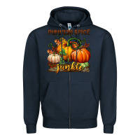 Navy pumpkin spice junkie Zipper Hoodie - BundleAndBundleShop