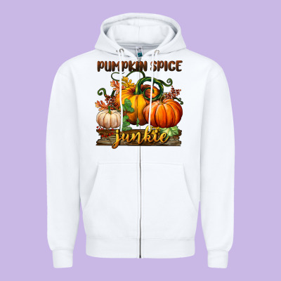 Pumpkin Spice Junkie Zipper Hoodie Designed By Bundleandbundleshop