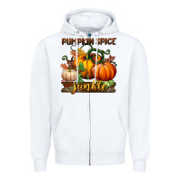 White pumpkin spice junkie Zipper Hoodie - BundleAndBundleShop