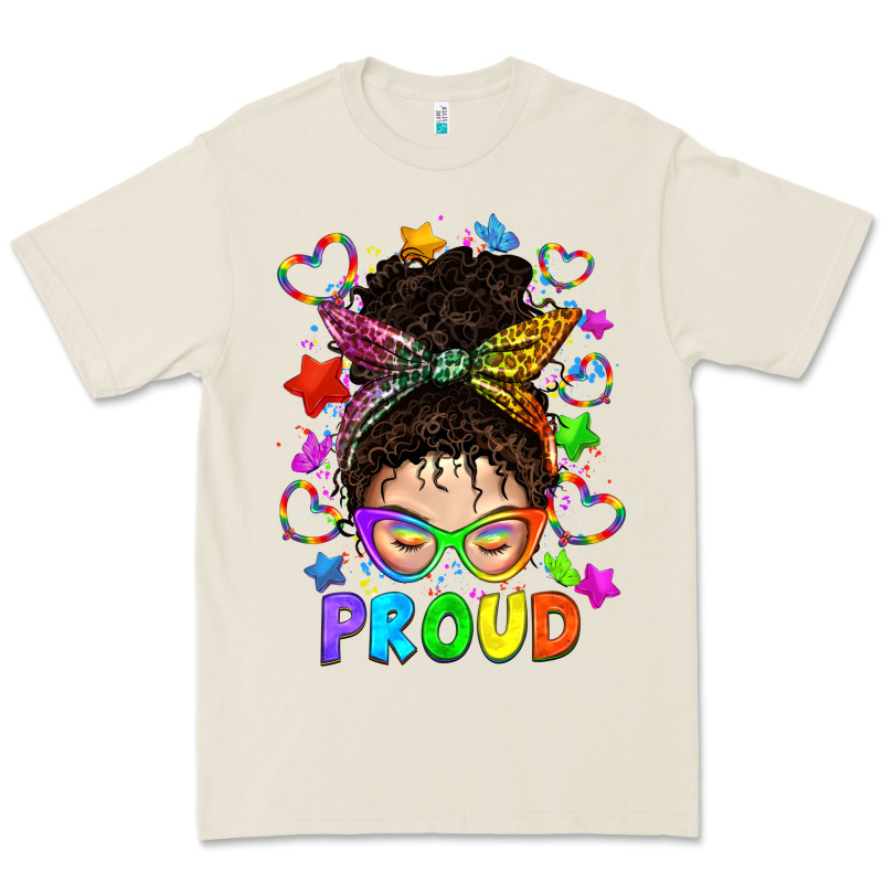 Lgbtq+ Messy Bun With Colorful Stars Premium Tee by BundleAndBundleShop | Teevron