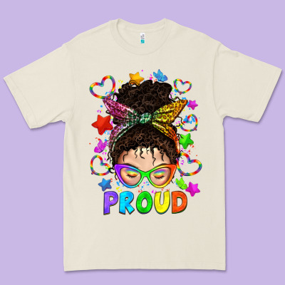 Lgbtq+ Messy Bun With Colorful Stars Premium Tee Designed By Bundleandbundleshop