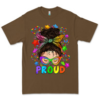 Cacao LGBTQ+ Messy Bun With Colorful Stars Premium Tee - BundleAndBundleShop