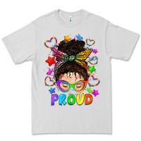 Dove Grey LGBTQ+ Messy Bun With Colorful Stars Premium Tee - BundleAndBundleShop