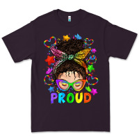 Plum LGBTQ+ Messy Bun With Colorful Stars Premium Tee - BundleAndBundleShop