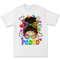 White LGBTQ+ Messy Bun With Colorful Stars Premium Tee - BundleAndBundleShop
