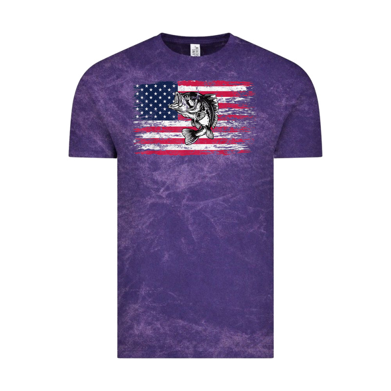 Bass Fishing Distressed American Flag Essential Vintage Tee by linhVisuals | Teevron