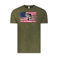 Vintage Olive bass fishing distressed american flag essential Vintage Tee - linhVisuals