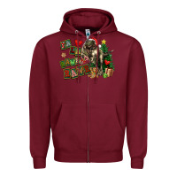 Burgundy Fa La La Trex Christmas Zipper Hoodie - FaDigitalArtStudio