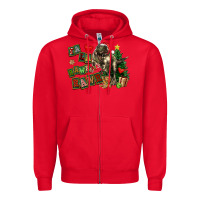 Red Fa La La Trex Christmas Zipper Hoodie - FaDigitalArtStudio