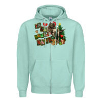 Seafoam Fa La La Trex Christmas Zipper Hoodie - FaDigitalArtStudio