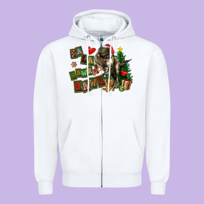 Fa La La Trex Christmas Zipper Hoodie Designed By Fadigitalartstudio