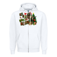 White Fa La La Trex Christmas Zipper Hoodie - FaDigitalArtStudio