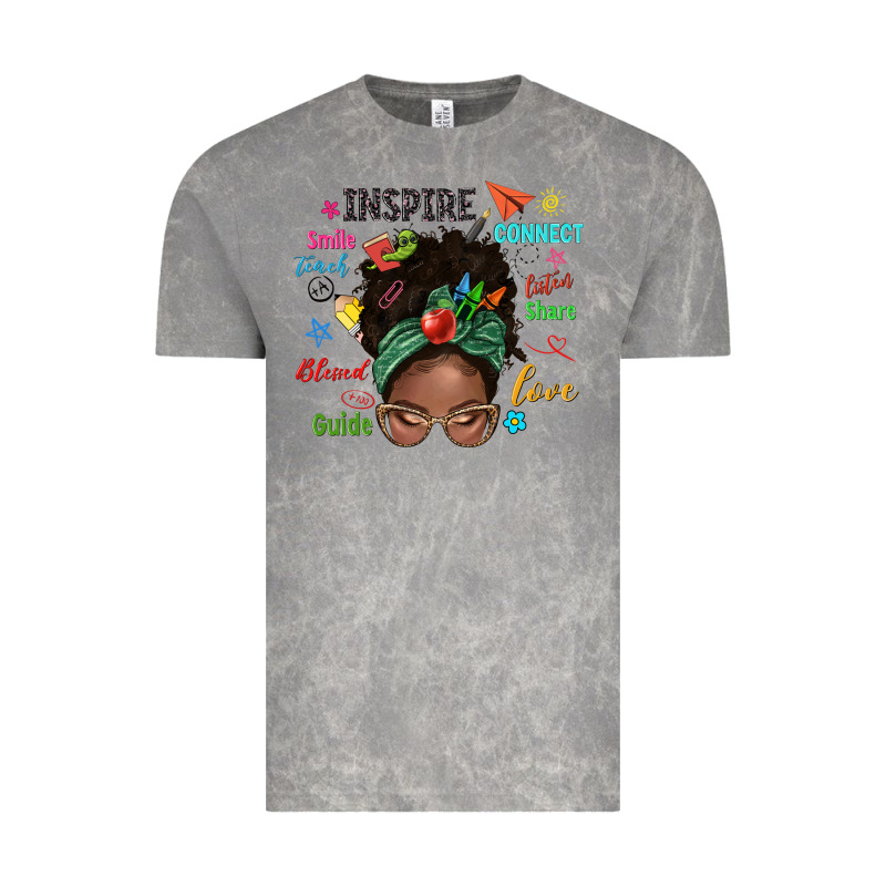 Afro Messy Bun Teach Inspire Love Teacher Blessed Vintage Tee by NancyCooperArtShop | Teevron