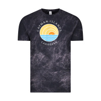 Cloud Black cayman islands retro colorful ocean sunset palm tree novelty Vintage Tee - linhVisuals