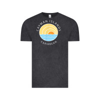 Vintage Black cayman islands retro colorful ocean sunset palm tree novelty Vintage Tee - linhVisuals