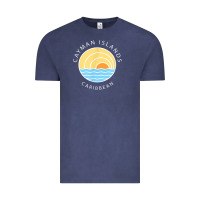 Cayman Islands Retro Colorful Ocean Sunset Palm Tree Novelty Vintage Tee | Teevron