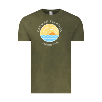 Vintage Olive cayman islands retro colorful ocean sunset palm tree novelty Vintage Tee - linhVisuals