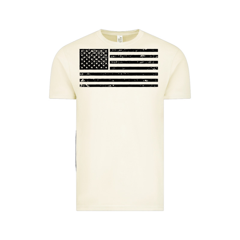 Black American Flag Distressed Effect Minimalist Premium Vintage Tee by linhVisuals | Teevron
