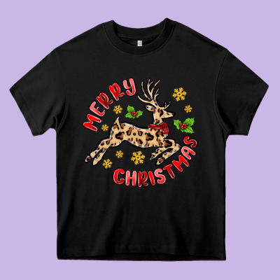 Merry Christmas Deer Heavy Core Tee Designed By Maliassmallbusiness