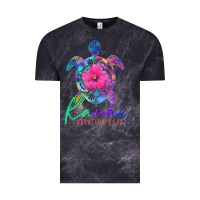 Cloud Black kauai hawaii vacation 2022 sea turtle flower tropical t shirt Vintage Tee - linhVisuals