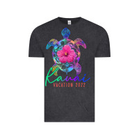 Vintage Black kauai hawaii vacation 2022 sea turtle flower tropical t shirt Vintage Tee - linhVisuals