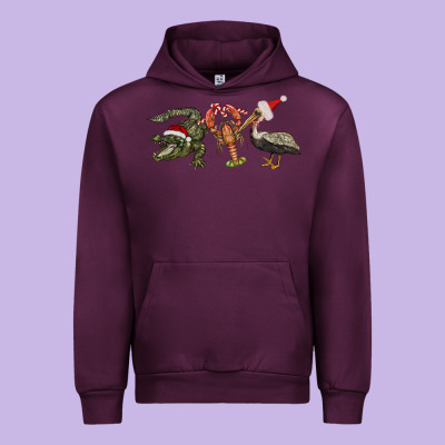 Christmas Alligator Pelican Crawfish Urban Hoodie Designed By Barkaloodesign