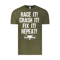 Vintage Olive funny drone racing design men women drone pilot rc racers Vintage Tee - linhVisuals