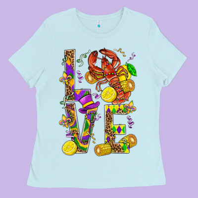 Love Crawfish Mardi Gras Ladies Tee Designed By Bundleandbundleshop