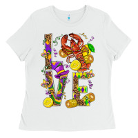 White Love Crawfish Mardi Gras Ladies Tee - BundleAndBundleShop