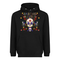 Black dia de los muertos Heavyweight Hoodie - CowhideDigitalArt
