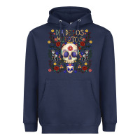 Navy dia de los muertos Heavyweight Hoodie - CowhideDigitalArt