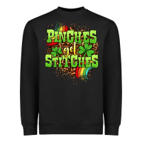 Black St. Patrick's Day Pinches get stitches Heavyweight Sweatshirt - OliviaCreatesArt