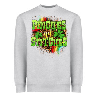 Heather Grey St. Patrick's Day Pinches get stitches Heavyweight Sweatshirt - OliviaCreatesArt