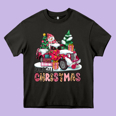 Pink Merry Christmas Heavy Core Tee Designed By Maliassmallbusiness